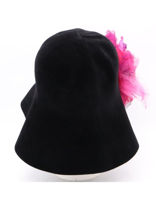 Borsalino Antica Casa Black Velvet Floppy Hat -Pink Flower Feather Women\'s Italy main image 9